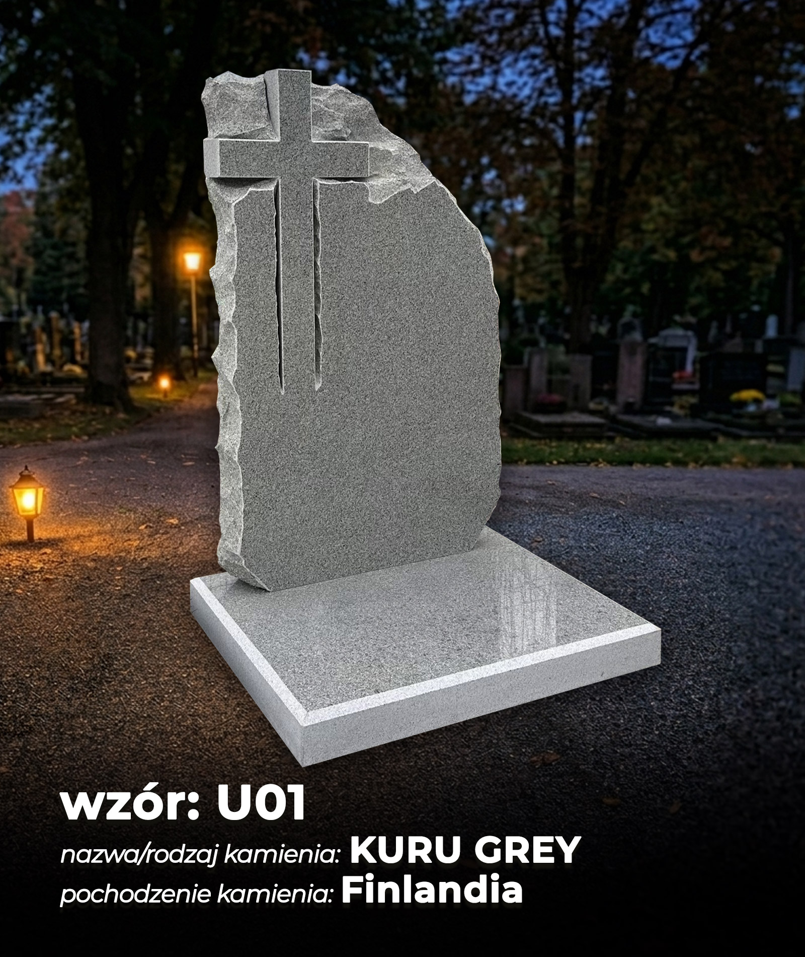 1. KURU GREY - pochodzenie kamienia: Finlandia